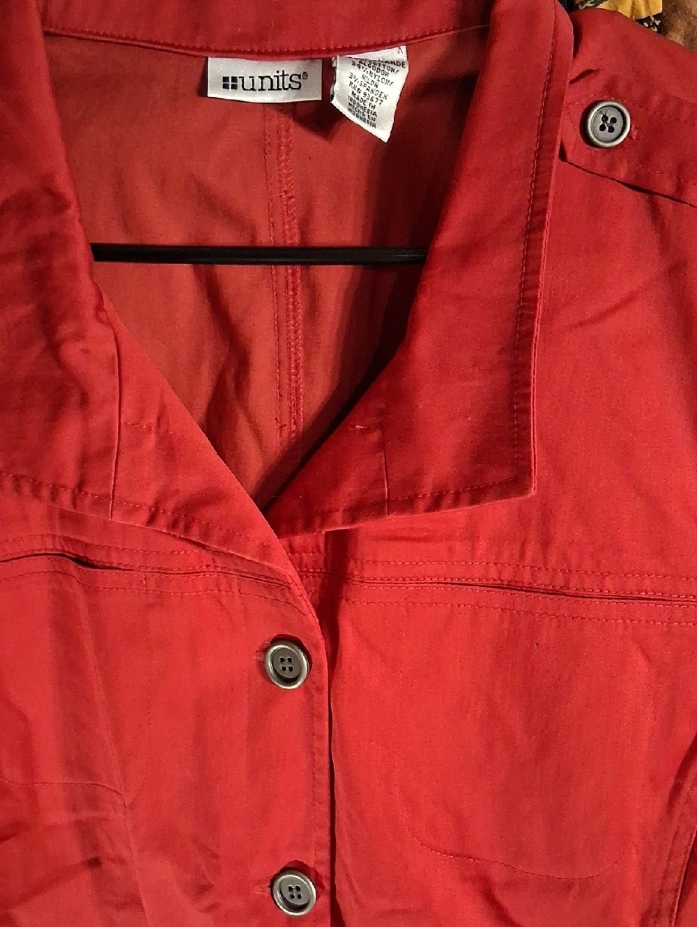 units Red Button-Front Sleeveless Utility Vest - Picture 6 of 7